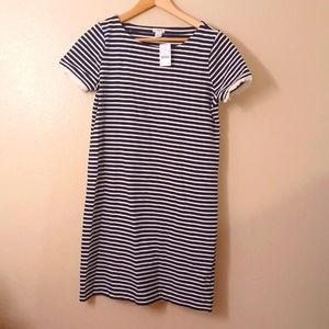 J. Crew Navy and White Striped Midi Dress